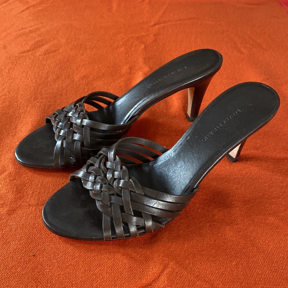Banana Republic braided dark brown leather 3” slip on heels - Picture 3 of 7